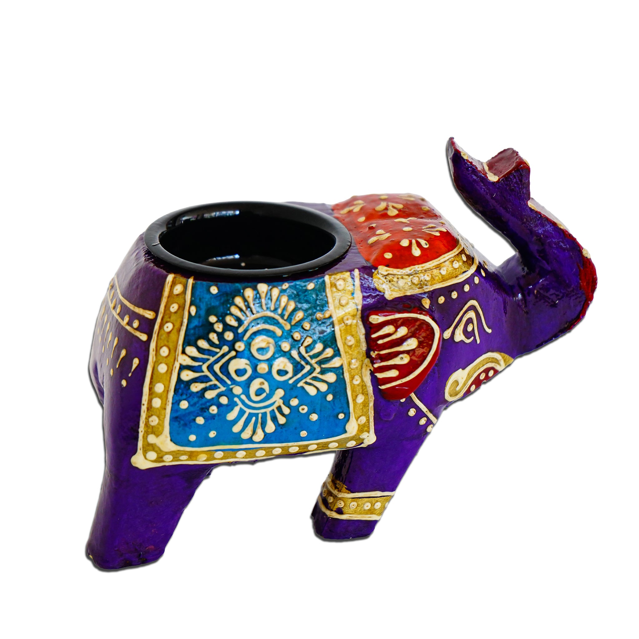 Elephant Candle Holder Indian Art Inspired Home Decor-Violet